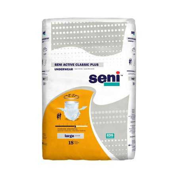 Unisex Adult Absorbent Underwear Seni Active Classic Plus Pull On with Tear Away Seams Large Disposable Moderate Absorbency S-LA18-AC2 Case/72 2565 TZMO USA Inc 1163842_CS