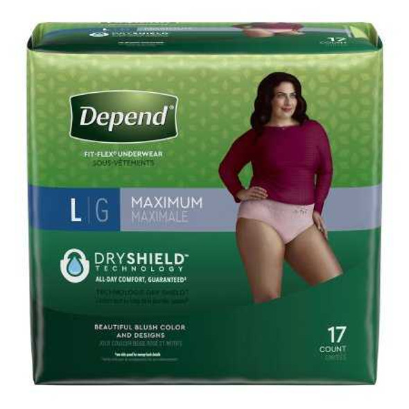 Female Adult Absorbent Underwear Depend FIT-FLEX Pull On with Tear Away Seams Large Disposable Heavy Absorbency 48124 Pack/17 15044CSET Kimberly Clark 1090308_PK