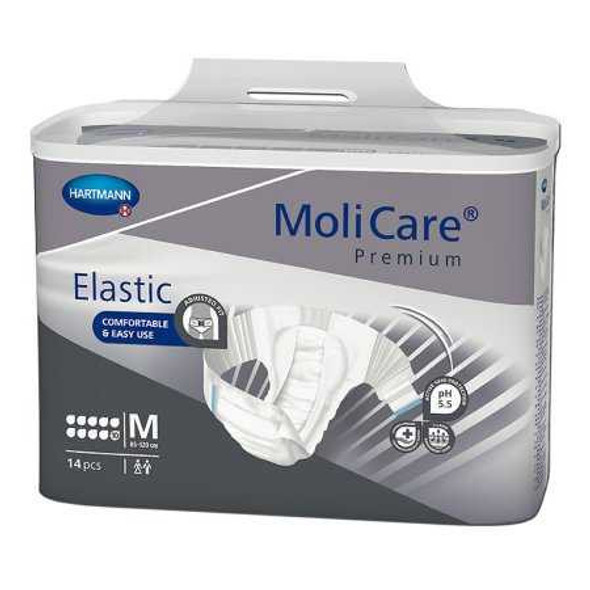 Unisex Adult Incontinence Brief MoliCare® Premium Elastic 10D Medium Disposable Heavy Absorbency 165672 Pack of 14 67806 MoliCare® Premium Elastic 10D 1153086_PK