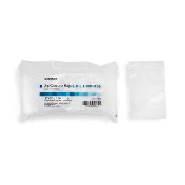 Reclosable Bag McKesson 2 X 3 Inch Polyethylene Clear Zipper Closure 4573 Bag/1 TMS1042415CT MCK BRAND 957782_BG