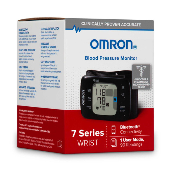 Home Automatic Digital Blood Pressure Monitor Omron®7 Series™ One Size Cuff Cloth Fabric Cuff 12 - 20 cm Wrist BP6350 Pack of 1 CR2001 Omron®7 Series™ 1150236_EA