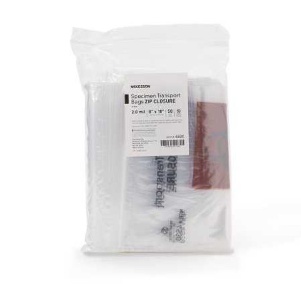 Specimen Transport Bag McKesson 8 X 10 Inch Plastic Zip Closure Biohazard Symbol / Storage Instructions NonSterile 4530 Case/1000 70677006301 MCK BRAND 940572_CS