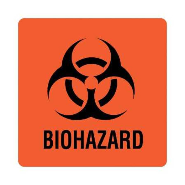 Pre-Printed Label UAL Warning Label Fluorescent Red Paper Biohazard / Symbol Black Biohazard 6 X 6 Inch ULBH051 Pack/1 48400ENR United Ad Label 860645_PK