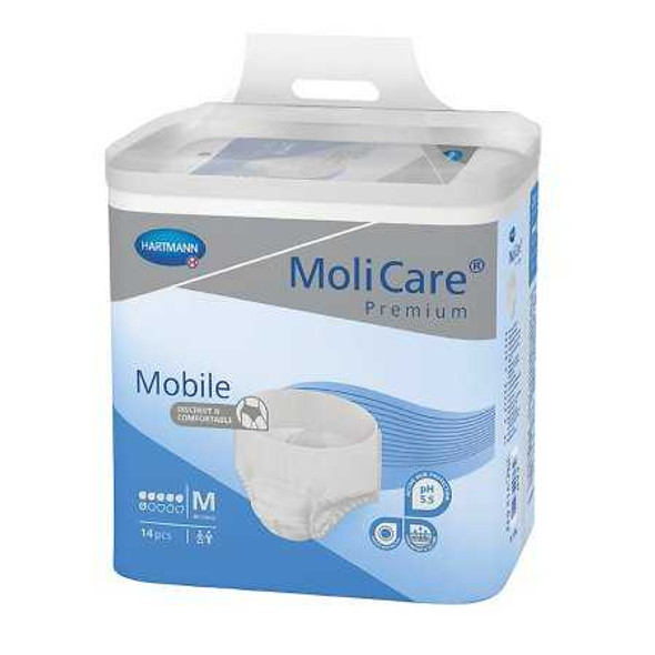 Unisex Adult Absorbent Underwear MoliCare Premium Mobile 6D Pull On with Tear Away Seams Medium Disposable Heavy Absorbency 915832 Bag/14 941-10-GCP Hartmann 1113235_BG
