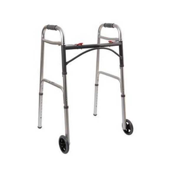 Folding Walker Adjustable Height McKesson Aluminum Frame 350 lbs. Weight Capacity 32 to 39 Inch Height 146-10210-4 Each/1 3807-001 MCK BRAND 1073638_EA