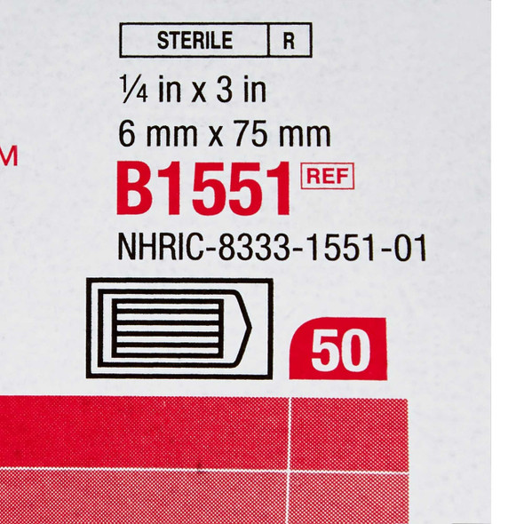 Skin Closure Strip Steri-Strip 1/4 X 3 Inch Nonwoven Material Flexible Strip Tan B1551 Case/200 GS8435-29 3M 5786_CS