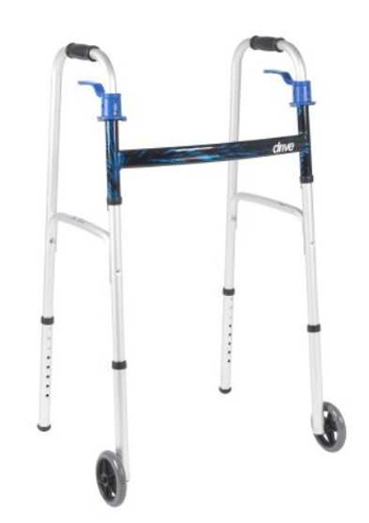 Dual Release Folding Walker Adjustable Height drive Aluminum Frame 350 lbs. Weight Capacity 32 to 39 Inch Height 10226-1 Each/1 Drive Medical 741917_EA