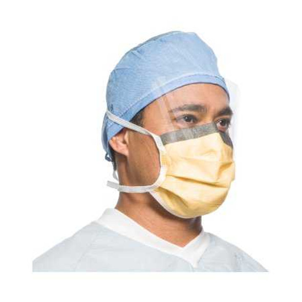 Surgical Mask with Eye Shield FluidShield Anti-fog Foam Pleated Tie Closure One Size Fits Most Orange NonSterile ASTM Level 3 Adult 48247 Case/100 TSN251100 O&M Halyard Inc 282581_CS