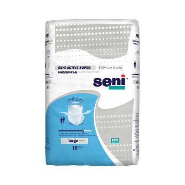 Unisex Adult Absorbent Underwear Seni Active Super Pull On with Tear Away Seams Large Disposable Moderate Absorbency S-LA18-AS1 Pack/18 HSK-602-03 TZMO USA Inc 1163848_PK