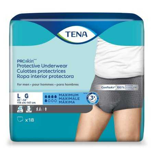 Male Adult Absorbent Underwear TENA ProSkin Protective Pull On with Tear Away Seams Large Disposable Moderate Absorbency 73530 Case/72 77035 Essity HMS North America Inc 1135411_CS