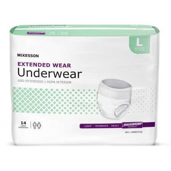 Unisex Adult Absorbent Underwear McKesson Pull On with Tear Away Seams Large Disposable Heavy Absorbency UWEXTLG Case/56 909360 MCK BRAND 1123839_CS