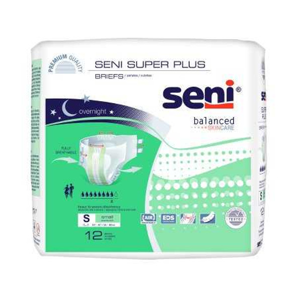 Unisex Adult Incontinence Brief Seni Super Plus Small Disposable Heavy Absorbency S-SM12-BP1 Case/48 42-840-000 TZMO USA Inc 1163827_CS