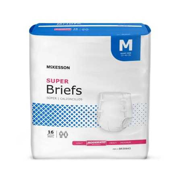 Unisex Adult Incontinence Brief McKesson Medium Disposable Moderate Absorbency BR30643 Bag/16 79-95498 MCK BRAND 1123841_BG
