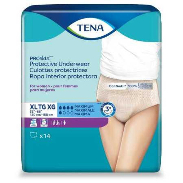 Female Adult Absorbent Underwear TENA ProSkin Protective Pull On with Tear Away Seams X-Large Disposable Moderate Absorbency 73040 Bag/14 47310000 Essity HMS North America Inc 1135409_BG