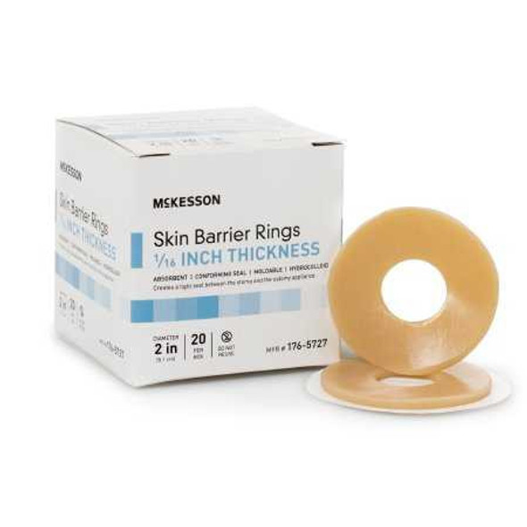 Skin Barrier Ring McKesson Mold to Fit Standard Wear Adhesive without Tape Without Flange Universal System Hydrocolloid 2 Inch Diameter X 1/16 Inch Thickness 176-5727 Case/160 65804083 MCK BRAND 1088819_CS