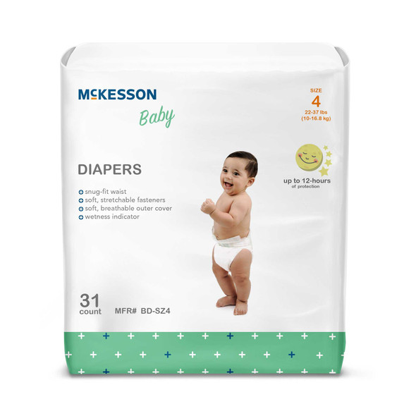 Unisex Baby Diaper McKesson Size 4 Disposable Moderate Absorbency BD-SZ4 Bag/1 106302 MCK BRAND 1144477_BG