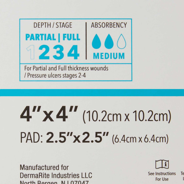 Thin Silicone Foam Dressing ComfortFoam Border Lite 4 X 4 Inch Square Silicone Adhesive with Border Sterile 47440 Each/1 UWBXL DermaRite Industries 1003181_EA
