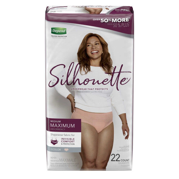 Female Adult Absorbent Underwear Depend Silhouette Pull On with Tear Away Seams Medium Disposable Heavy Absorbency 51450 Case/44 7305D-633 Kimberly Clark 1160331_CS