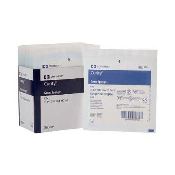 USP Type VII Gauze Sponge Curity Cotton 8-Ply 4 X 4 Inch Square Sterile 2187- Tray/25 986 Cardinal 688659_TR