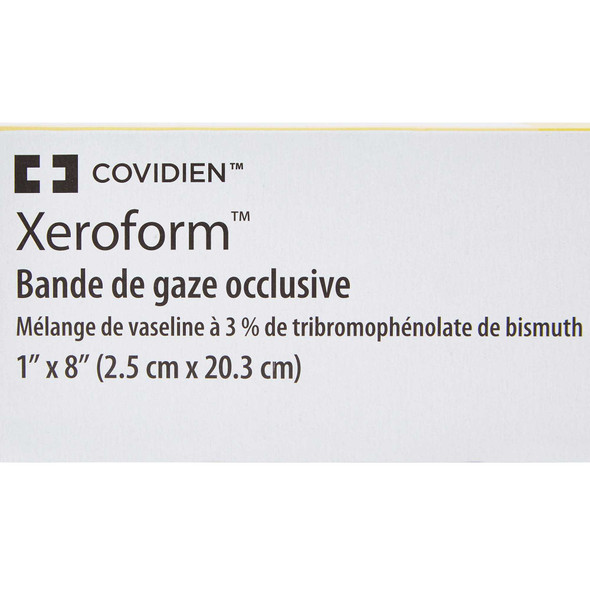 Petrolatum Impregnated Dressing Xeroform 1 X 8 Inch Gauze Bismuth Tribromophenate / Petrolatum Sterile 8884433301 Box/50 PF-012/1 Cardinal 147128_BX