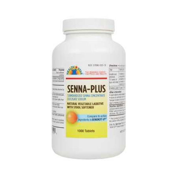 Stool Softener Geri-Care Senna Plus Tablet 1 000 per Bottle 50 mg - 8.6 mg Strength Docusate Sodium / Sennosides 455-01-GCP Case/12 PV-923/1 MCK BRAND 852541_CS