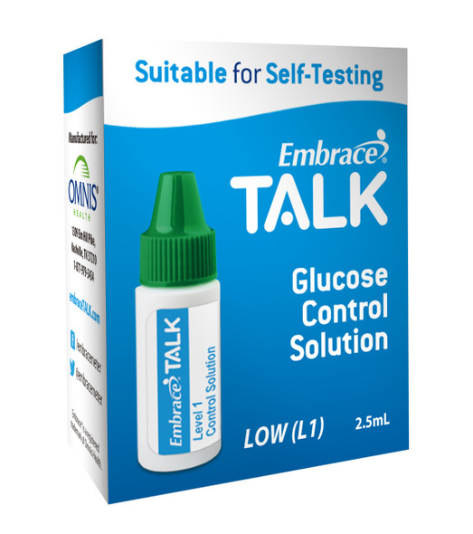 Blood Glucose Control Solution Embrace® Talk 2.5 mL Level 1 APX03AB0318 Pack of 1