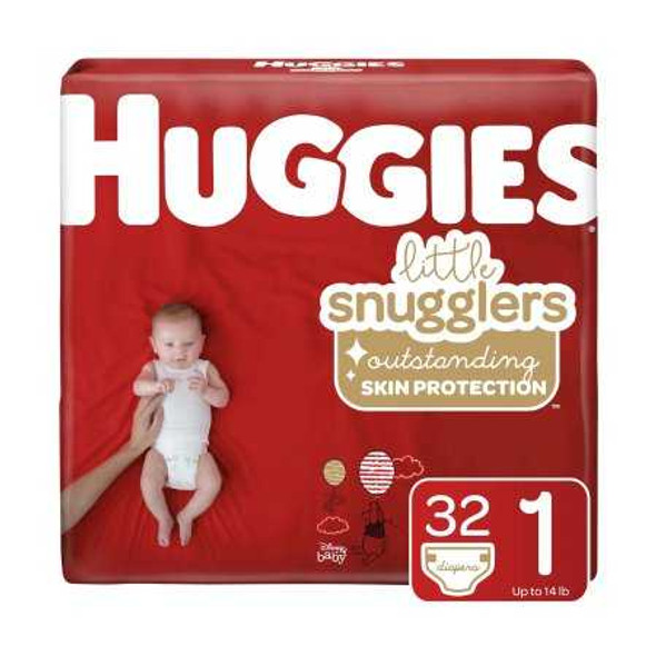 Unisex Baby Diaper Huggies Little Snugglers Size 1 Disposable Moderate Absorbency 49695 Pack/32 7305D-632 Kimberly Clark 1128672_PK