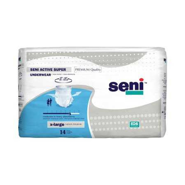 Unisex Adult Absorbent Underwear Seni Active Super Pull On with Tear Away Seams X-Large Disposable Moderate Absorbency S-XL14-AS1 Case/56 16-4T-625 TZMO USA Inc 1163845_CS