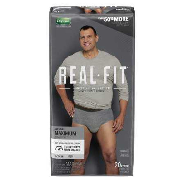 Male Adult Absorbent Underwear Depend Real Fit Pull On with Tear Away Seams Large / X-Large Disposable Heavy Absorbency 50979 Case/40 DR8200 Kimberly Clark 1132145_CS
