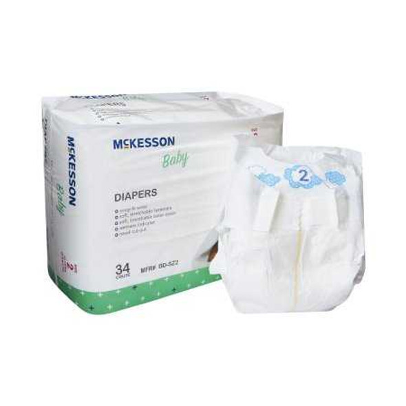 Unisex Baby Diaper McKesson Size 2 Disposable Moderate Absorbency BD-SZ2 Case/4 321 MCK BRAND 1144475_CS