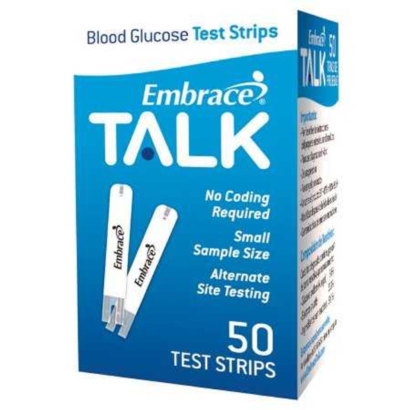 Blood Glucose Test Strips Embrace50 Strips per Box Talking For EmbraceBlood Glucose System APX03AB0303 Box/1 83-908BLK-42 Omnis Health 1125169_BX