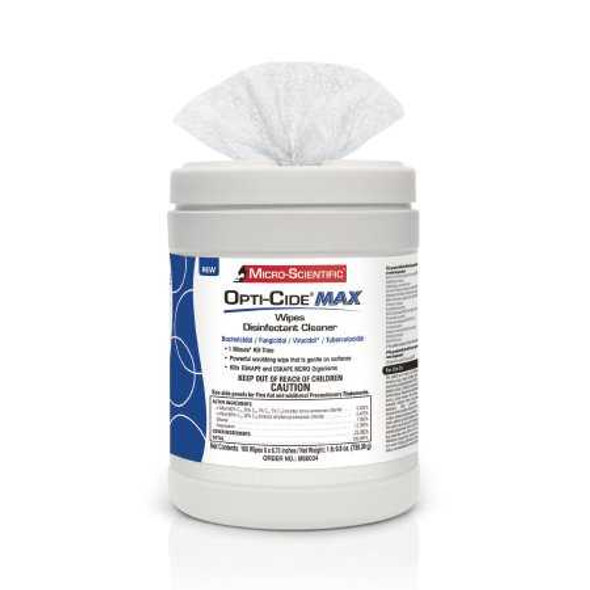 Opti-Cide Max Surface Disinfectant Cleaner Premoistened Alcohol Based Manual Pull Wipe 160 Count Canister Disposable Alcohol Scent NonSterile M60034 Case/12 4864 Micro Scientific Industries 1100339_CS