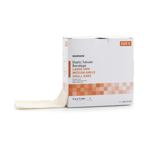 Elastic Tubular Support Bandage McKesson Spandagrip 3 Inch X 11 Yard Large Arm / Medium Ankle / Small Knee Standard Compression Pull On Natural Size D NonSterile 182-13113D Case/18 JAWS-3803#03-57 MCK BRAND 1112851_CS