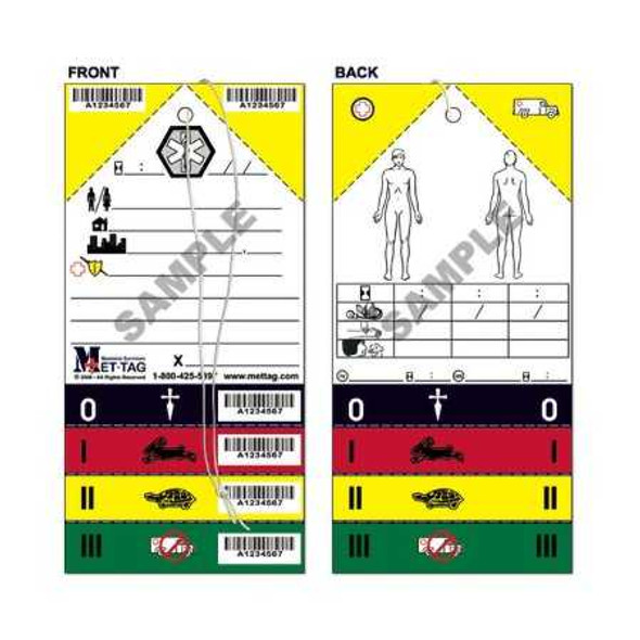 Triage Tag Mettag For Emergency Sites White / Yellow / Green 4 X 8-1/4 Inch Blood / Water Proof MT-137 Box/50 104100 Mettag Products Inc 902733_BX