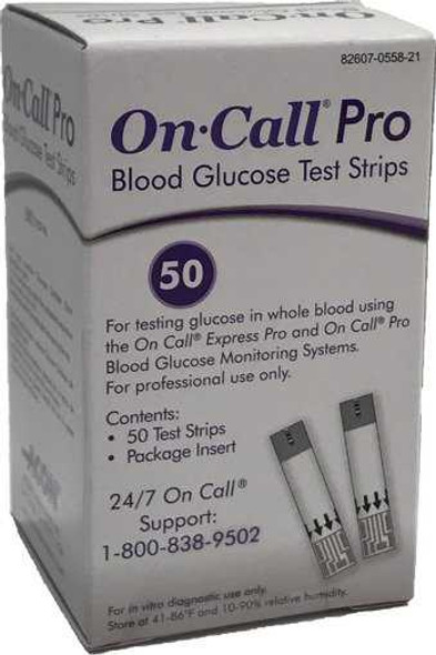 Blood Glucose Test Strips On Call Pro 50 Strips per Box No Coding Required For On Call Pro Blood Glucose Monitoring System 755821 Box/50 601-24 Acon Laboratories 1059824_BX