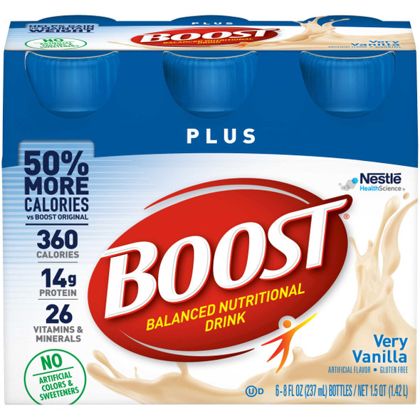 Oral Supplement Boost Plus Very Vanilla Flavor Ready to Use 8 oz. Bottle 12324416 Case/24 P-800300 Nestle Healthcare Nutrition 1129446_CS