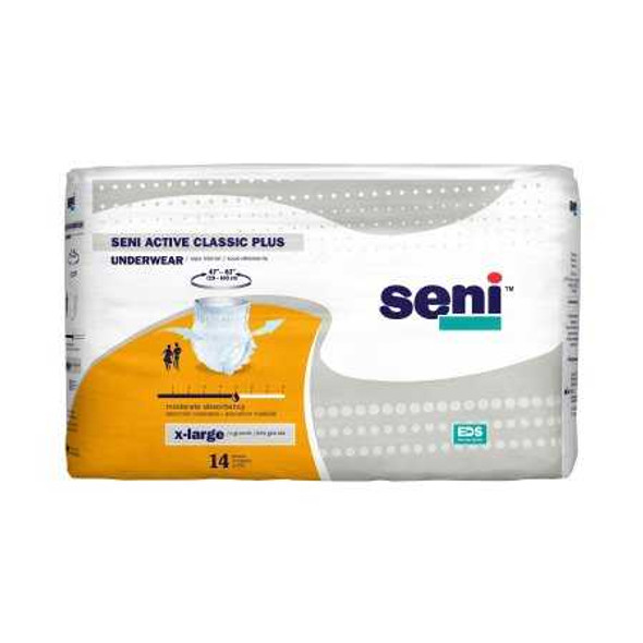 Unisex Adult Absorbent Underwear Seni Active Classic Plus Pull On with Tear Away Seams X-Large Disposable Moderate Absorbency S-XL14-AC2 Case/56 H304-F8800 TZMO USA Inc 1163841_CS