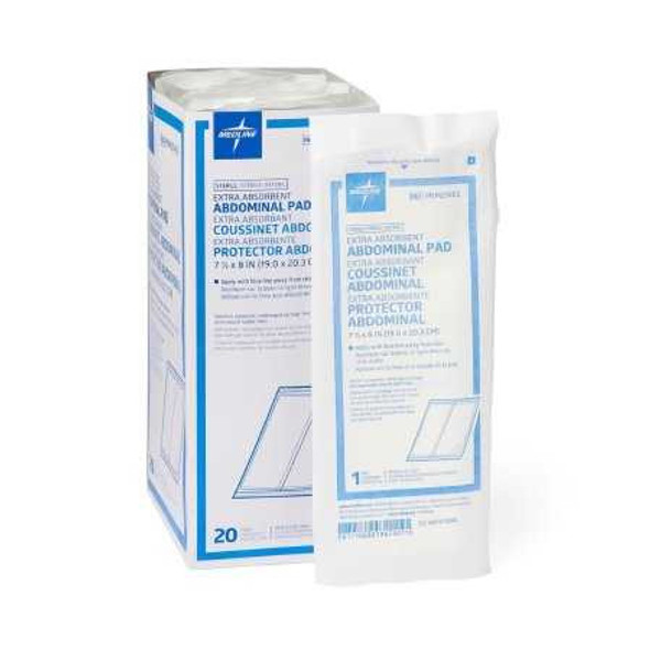 Abdominal Pad CaringCellulose 7-1/2 X 8 Inch Rectangle NonSterile PRM21453 Box/20 3601 MEDLINE 572282_BX