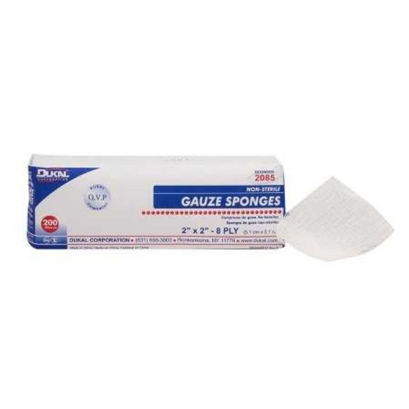 Gauze Sponge Dukal Cotton 8-Ply 2 X 2 Inch Square NonSterile 2085 Case/5000 1400111 Dukal 865330_CS