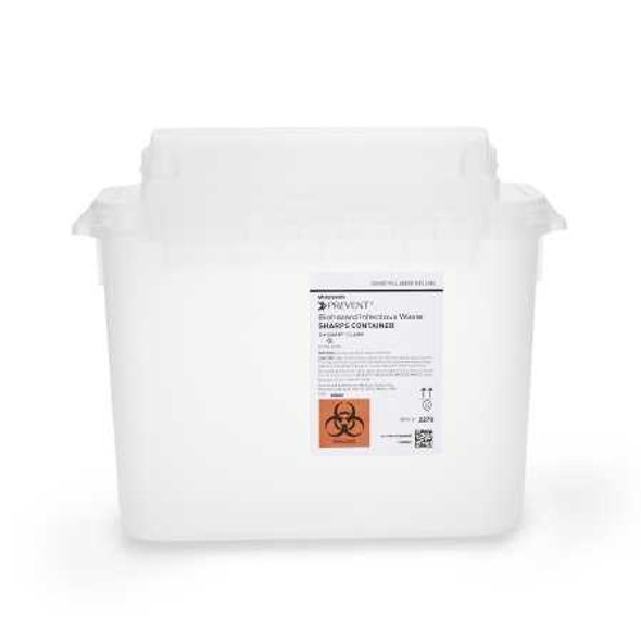 Sharps Container McKesson Prevent 11 H X 12 W X 4-3/4 D Inch 5.4 Quart Translucent Base / Translucent Lid Horizontal Entry Counter Balanced Door Lid 2270 Case/20 CBB21L MCK BRAND 855130_CS