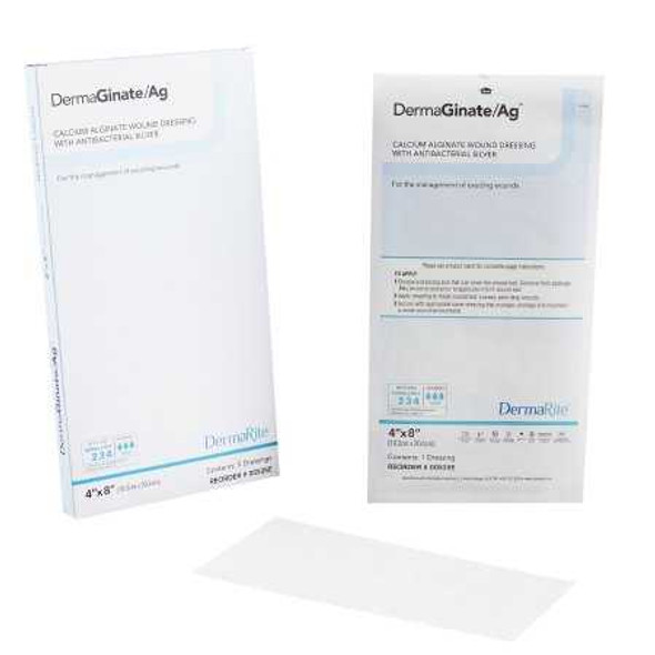 Silver Alginate Dressing DermaGinate/ Ag 4 X 8 Inch Rectangle Sterile 00535E Each/1 1586 DermaRite Industries 844557_EA