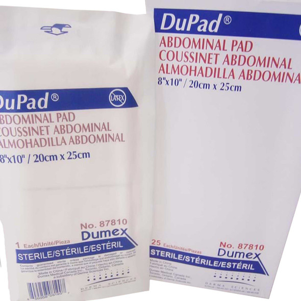 Abdominal Pad DuPad Cellulose 1-Ply 8 X 10 Inch Rectangle Sterile 87810 Each/1 FWSFS Derma Sciences 645799_EA