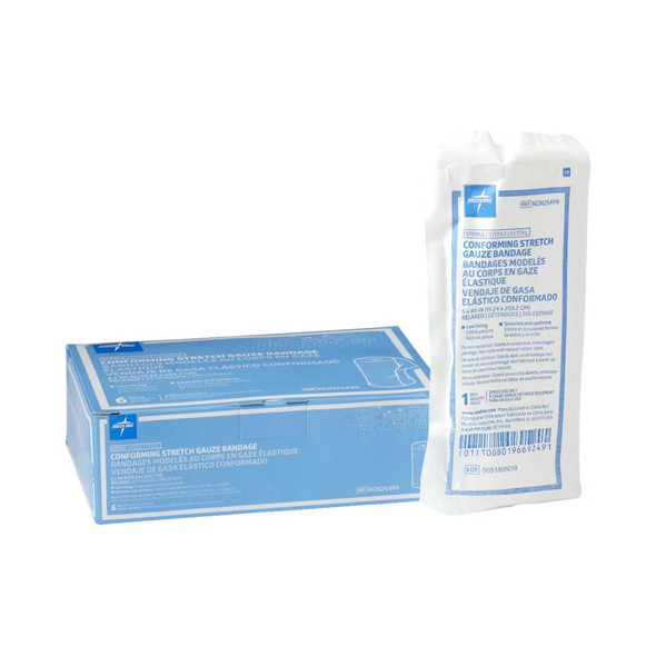 Conforming Bandage Polyester / Rayon 1-Ply 6 X 75 Inch Roll Shape Sterile NON25499 Box/6 7627600 MEDLINE 474943_BX