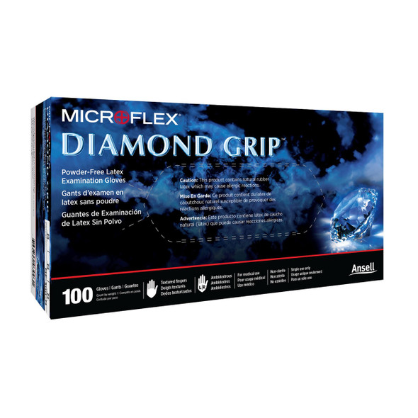 Exam Glove Diamond Grip™ X-Large NonSterile Latex Standard Cuff Length Textured Fingertips White Not Rated MF-300-XL Box/100