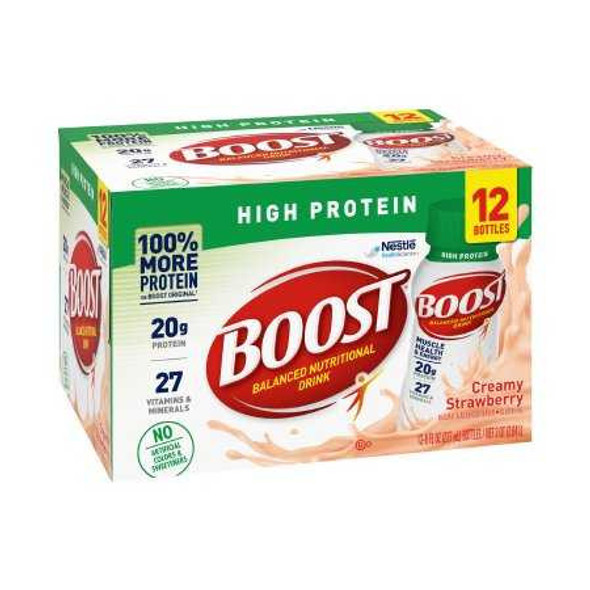 Oral Supplement Boost High Protein Creamy Strawberry Flavor Ready to Use 8 oz. Bottle 12384278 Pack/12 1882 Nestle Healthcare Nutrition 1104870_PK