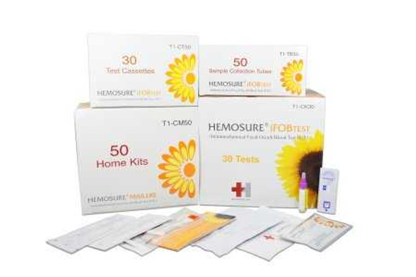 Rapid Test Kit HemosureColorectal Cancer Screening Fecal Occult Blood Test iFOB or FIT Stool Sample 30 Tests T1-CK30 Box/1 8884433400 Hemosure 665864_BX