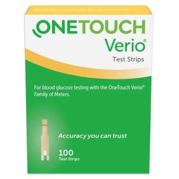 Blood Glucose Test Strips OneTouch Verio 100 Strips per Box Our smallest sample size ever at 0.4 Microliter and fast results in just 5 seconds For OneTouch Verio Family of Meters 022898 Case/2400 1.08E+13 LIFESCAN 1076324_CS