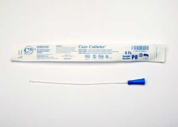 Urethral Catheter Cure Catheter Straight Tip Uncoated PVC 8 Fr. 10 Inch P8 Case/300 100-50 CURE MEDICAL 841282_CS