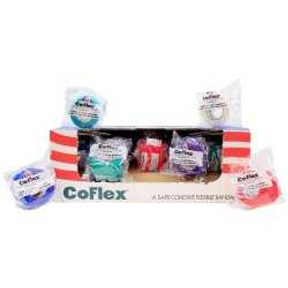 Cohesive Bandage CoFlex® 1 Inch x 5 Yard Self-Adherent Closure Teal / Blue / White / Purple / Red / Green NonSterile 14 lbs. Tensile Strength 3100RB-030 Box of 2 N-7334 CoFlex® 897804_BX