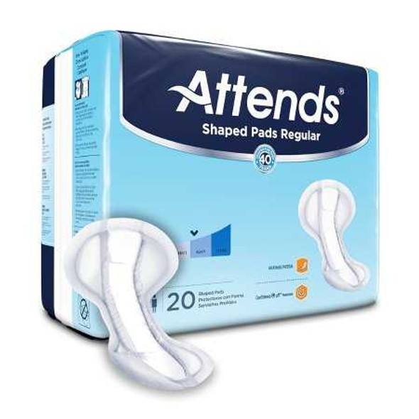 Bladder Control Pad Attends Shaped Pads Regular 12 X 25.2 Inch Heavy Absorbency Polymer Core One Size Fits Most Adult Unisex Disposable SPDRA Pack/20 201111G ATTENDS HEALTHCARE PRODUCTS 1186541_PK